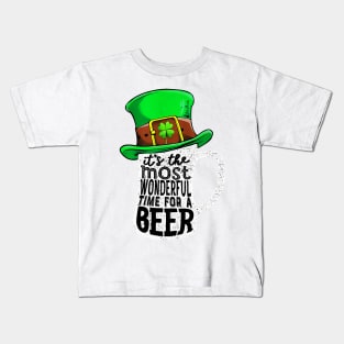 It_s The Most Wonderful Time For A Beer Hat St Patrick_s Day Kids T-Shirt